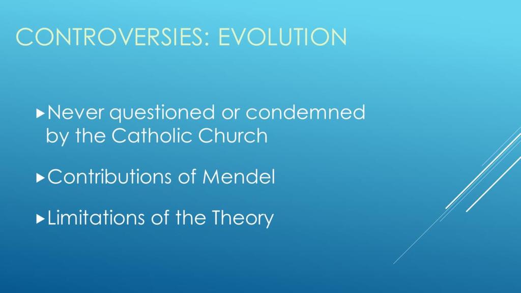 - Evolution is one of those topics on which it s important to distinguish between what the Catholic Church believes and teaches, and what other Christian groups believe. There is a big difference.