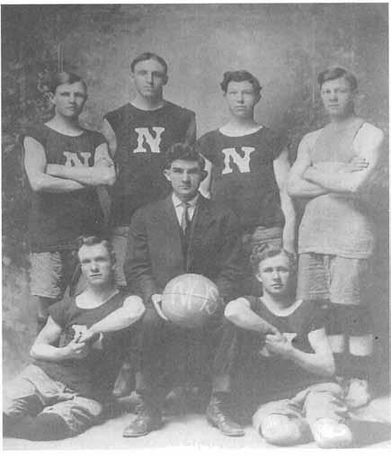 THE GREAT DEPRESSION 207 Nephi High School basketball team played with only six players, ca. 1910. (George E.