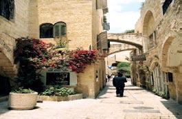 Jewish Quarter in the Old City neighborhood before entering into the Old City through the Jaffa Gate.