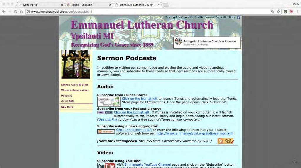 Podcasts (or video) of sermons on your website Emmanuel Lutheran
