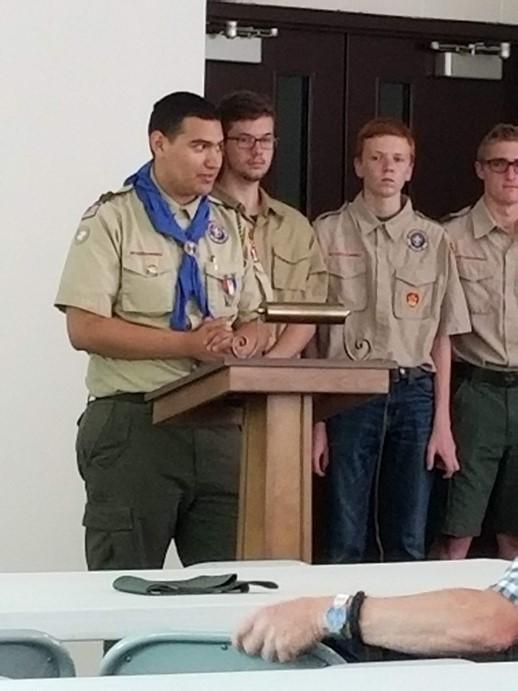At a Rotary Club meeting in July, Eagle Scout Elian Garcia paid tribute to his mentor, Rotarian Art