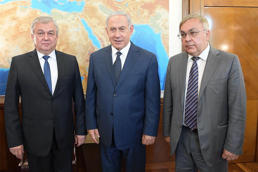 3 The Prime Minister of Israel at a meeting with Russia s Special Envoy on Syria Alexander Lavrentiev (right) and Russian Deputy Foreign Minister Sergey Vershinin (left) (www.gov.