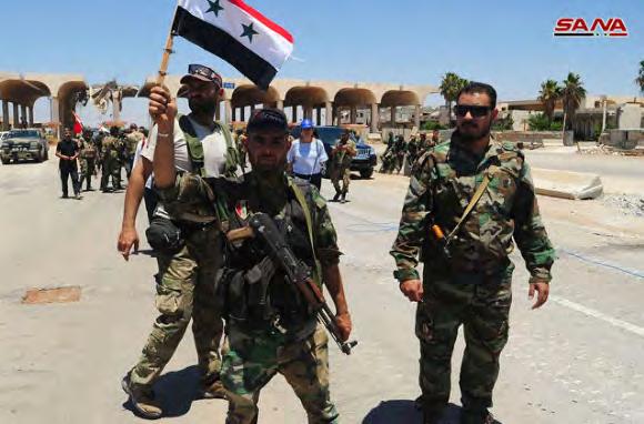the Syrian army along the border with Jordan). In addition, the rebel organizations surrendered some of their weapons to the Syrian army.
