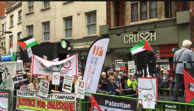 6 Palestinians demonstrate in front of the Israeli embassy in London to mark the 70th anniversary of the nakba (Facebook