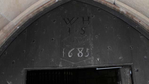 The inscription above the south door gives the date of construction as 1685.