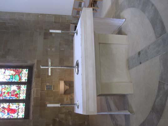 of the church architect, John Cunnington. The furniture was manufactured by Treske of Thirske.