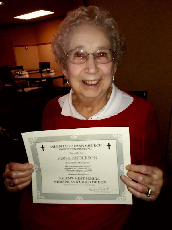 Edna was a blessing to so many throughout her life, as a mother, grandmother and great-grandmother; as a schoolteacher; as a Salem member; and a joy to visit with over her many years of retirement.