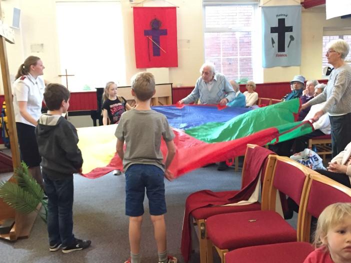Beginning on Palm Sunday, a warm sunny day on 9th April, with a meeting of praise to God, the children emulated the shouts of Hosanna with their drums and also with waving palms.