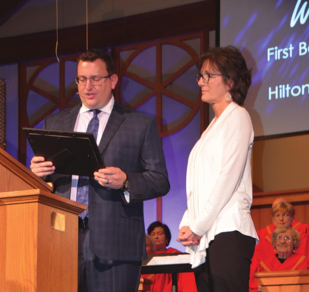 Dear FBCHHI Friends, Farewell to Mary Hayes With sad hearts, we have said goodbye to our Director of Business and Finance, Mrs. Mary Hayes. Mary was honored on Sunday, January 27th, for her hard work and dedica on to the congrega on and ministry of FBCHHI.