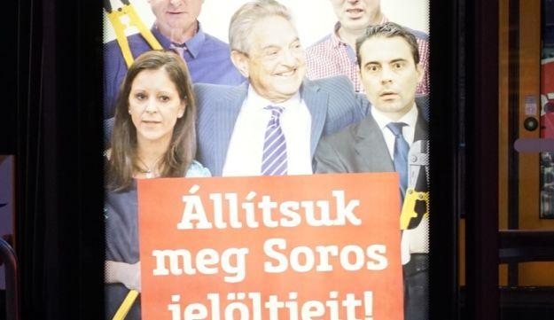 "Stop the Soros candidate" next to a "stop" (migration) campaign poster in Budapest, Hungary. But Bibi did more than that.