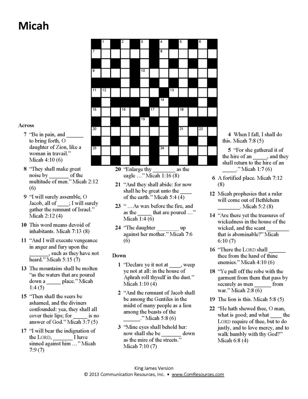 page 8 Bible Crossword