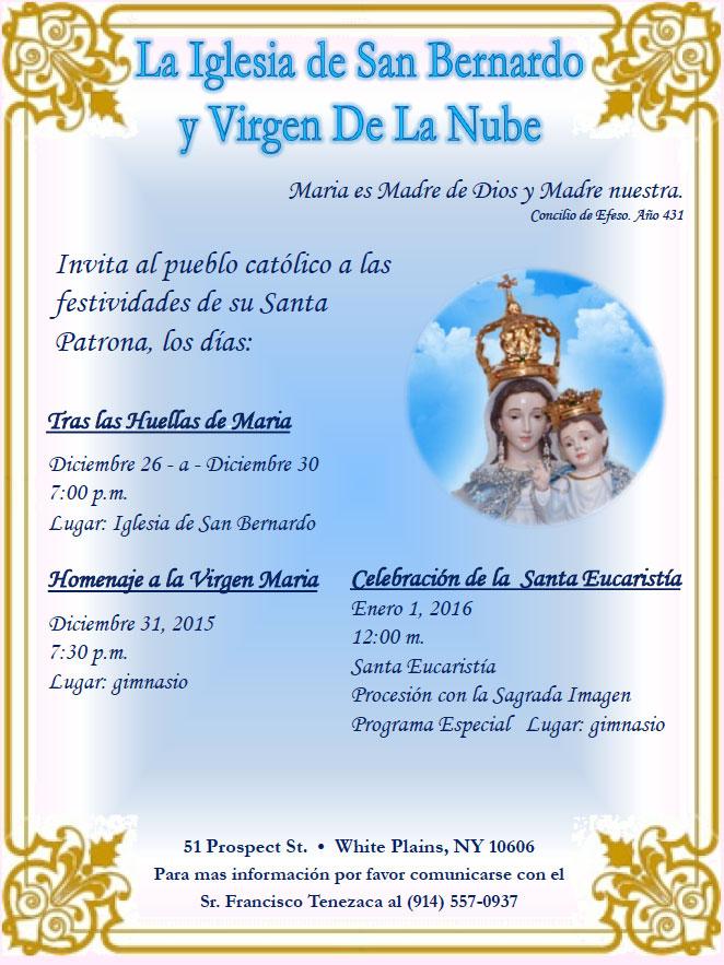 de diciembre. Las clases se reanudarán el 2 de enero de 2019. Bau smos El Sacramento del Bau smo se celebra en la Iglesia de San Bernardo el tercer sábado de cada mes en español a las 12:00 p.m. y en inglés a la 1:30 p.