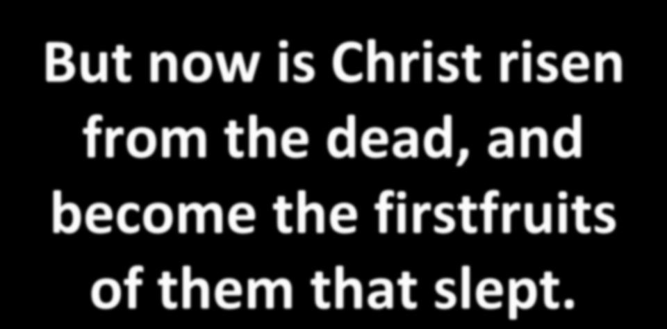 But now is Christ risen from the dead, and