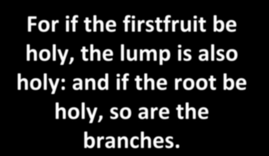 For if the firstfruit be holy, the lump is also