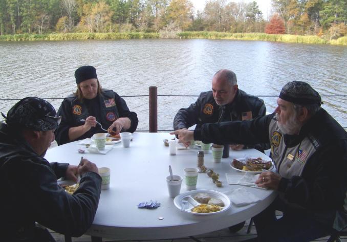 Breakfast at Buhlow Lake before the toy run.