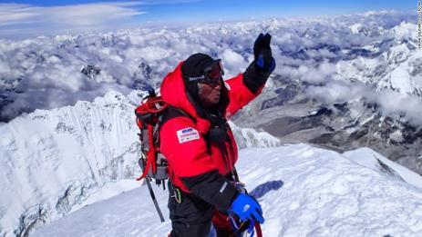 top of that mountain. Here s a picture of the oldest man to ever reach the top of Everest Yuichiro Miura (My-YOU-Rah) of Japan. He summited Everest on May 23, 2013 at the age of 80.