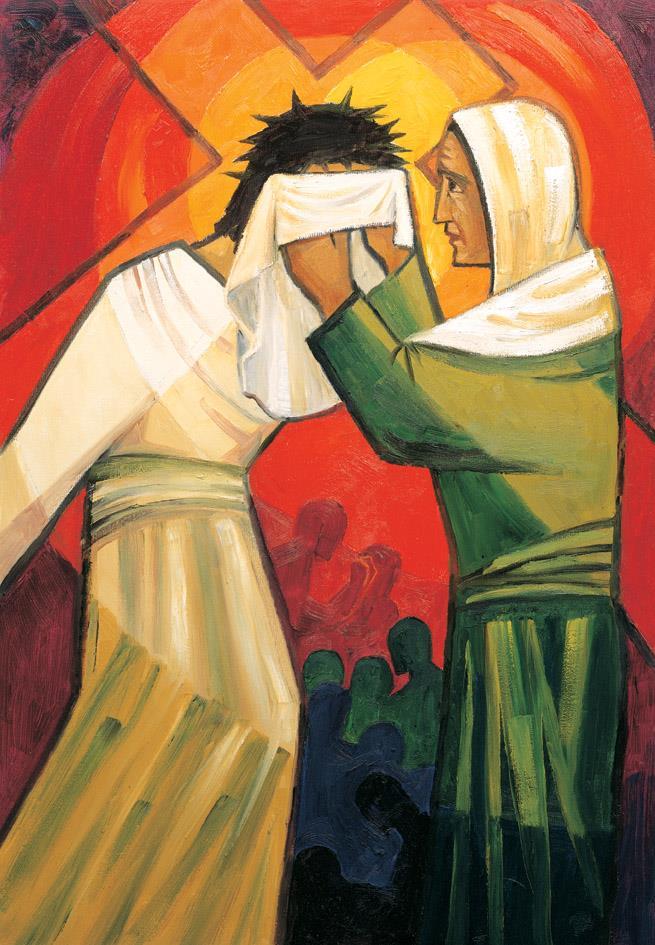 6 VERONICA WIPES THE FACE OF JESUS He was despised and rejected by men Isaiah 53 Veronica wiped the face of Jesus because she saw before her a suffering person, not knowing that he was the Son of God.