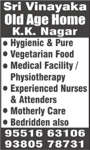 June 28 - July 4, 2014 MAMBALAM TIMES Page 7 SPECIAL CLASSIFIED ADVERTISEMENTS Classified Advertisements under the heads Accommodation Required, Old Age Home, Marriage Hall, Mini Hall, Real Estate