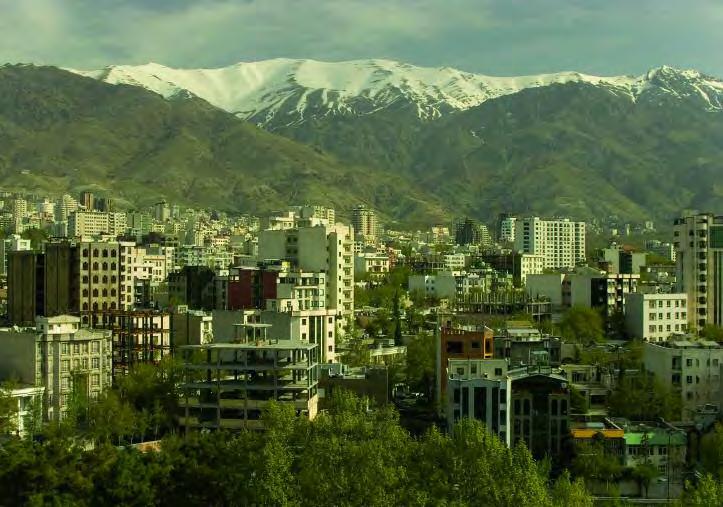 Sasanian rulers led Persia for about 400 years. During this time, rulers took the title shahanshah. Modern buildings in Tehran rise against the dramatic Elburz Mountains.