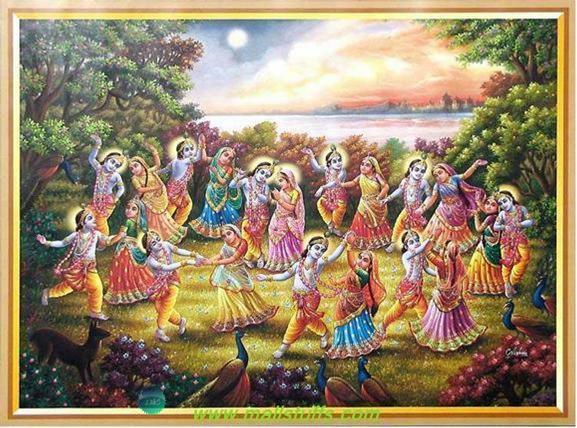Lord Krishna with his illusionary forms, performing raas-lela.4)this raas-leela of lord Krishna has taken the form of a grand festival and is still celebrated today as navratri.