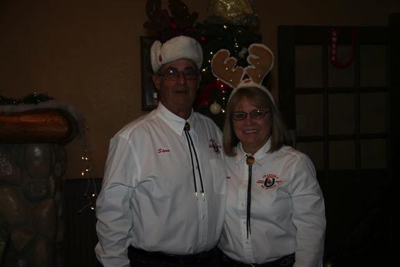 Two of Santa s moose elves Prior to the start of the Christmas party activities Sheila Morris paused with us to Thank the Lord for a memorable and Safe year and for all the members and friends (new