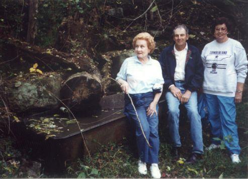 October 2000 L to R: Miriam (Shanks) Gwaltney & Audrey June (Denny) Lambert studying family documents at her