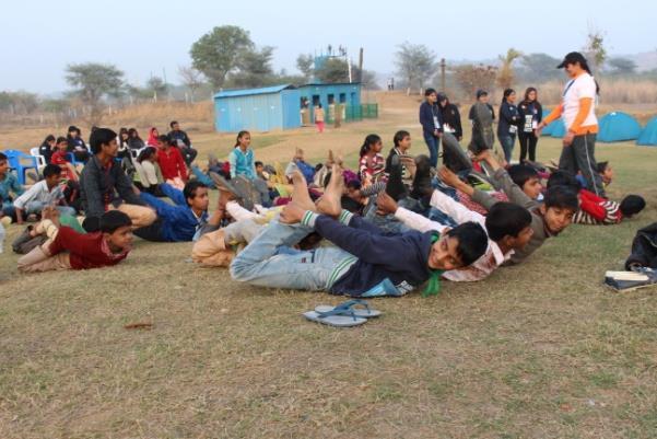 Volunteers and teachers invited villagers at the camp to make them aware of the benefits of yogic exercise and meditation.