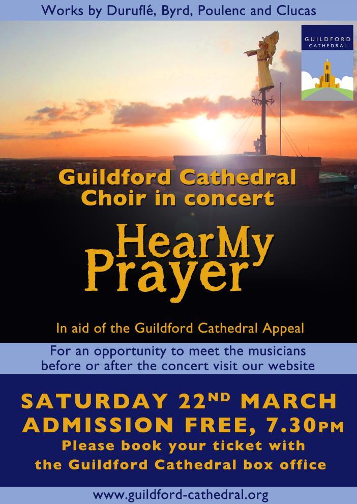 If you would like to learn more about this excellent opportunity, please contact Charlotte Frampton in the Appeals Office (Monday to Wednesday) 01483 547884 or charlotte@guildford-cathedral.org.