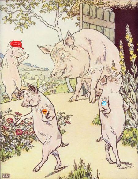O nce upon a time there was an old mother pig who had three little pigs and not enough food to feed them.