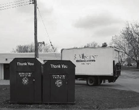 Vincent DePaul has placed a bin for the collection of clothing donations at our parish.
