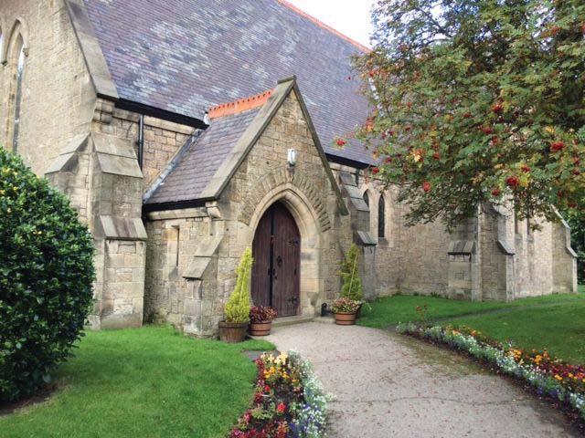 The church has a small vestry and a small porch but is otherwise a single sanctuary