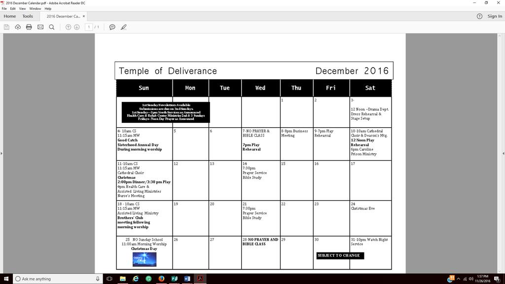 Temple of Deliverance HCG, Inc. Newsletter Sunday Schedule of Services Sundays - 10:00 a.m. - Church School 11:15 a.m. - Morning Worship NONPROFIT U.S. Postage PAID Louisa, VA Permit No.