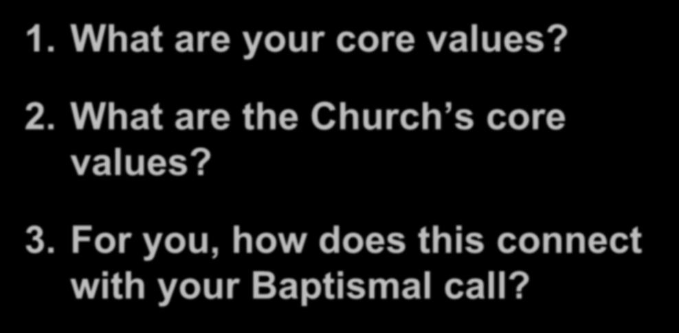 Reflection Questions 1. What are your core values? 2.