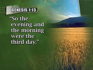 day. Genesis 1:13 28 The third day God made the dry land to appear, created the