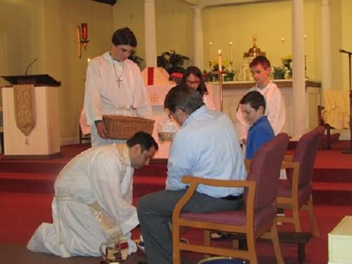 participating in the foot washing