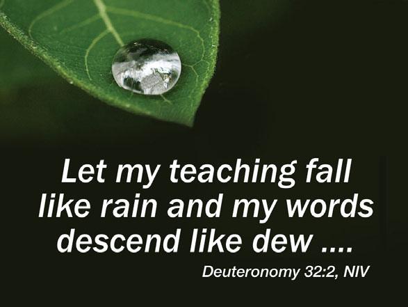 May my instruction soak in like the rain and my discourse permeate like the dew.