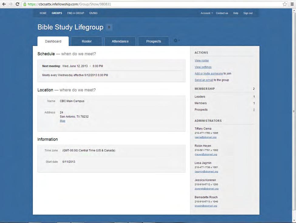 The Roster tab allows you to: The Dashboard tab allows you to see your Group loca on, basic informa on and descrip on.