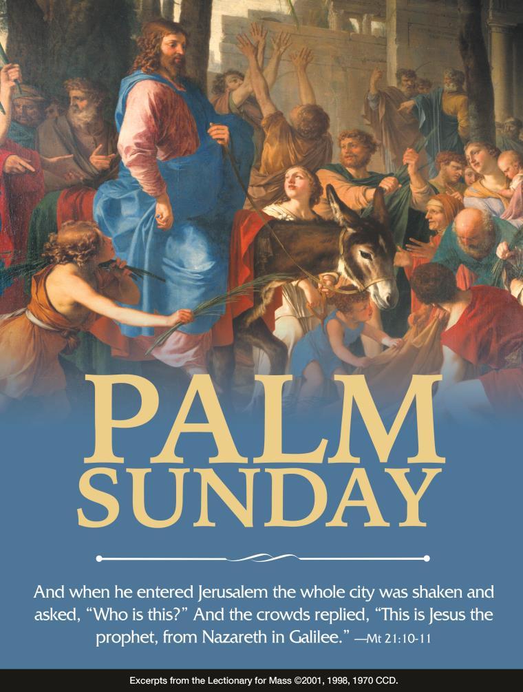 APRIL 14, 2019 PALM SUNDAY OF THE PASSION OF THE LORD OUR PARISH Masses Sunday Mass Schedule Saturday Vigil... 5:00pm Sunday... 7:30, 9:00 and 11:00am Daily Mass Schedule Monday-Friday.