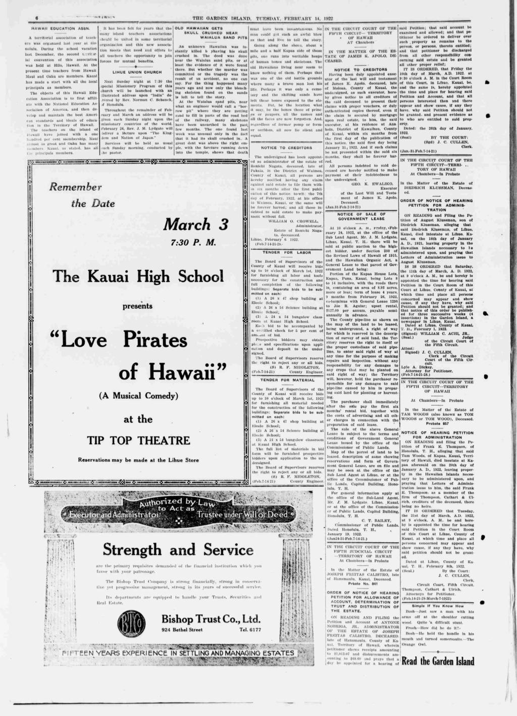 HAWA EDUCATON ASSN. A terrtoral assocaton of teachers was organzed lust year at Honolulu.