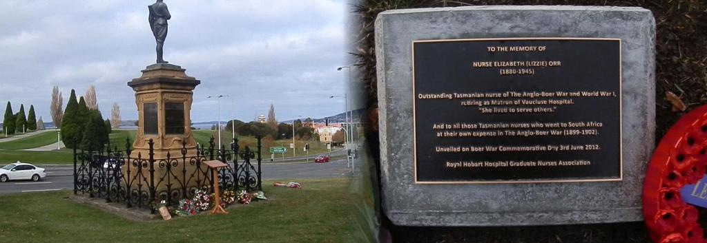 Sister s Orr plaque, Boer War Memorial, Hobart s Queen s Domain. Photo: author Joseph s father was William Gellibrand who died in 1824 and his grave is found still at South Arm.