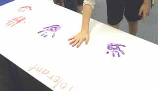 Last month Youth Night had lessons on Tolerance and on Lent. A poster with everyone's hand print served as a visual commitment to be more understanding of others.