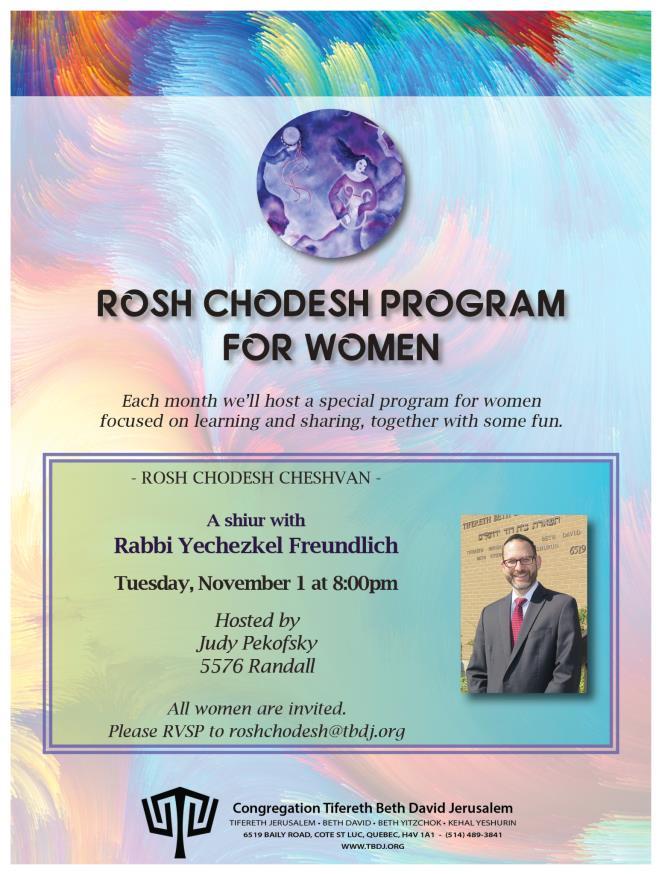 Thursday Night Learning with Rabbi Freundlich: Resumes on Thursday, November 3!