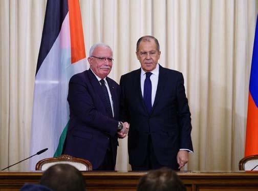 14 Riyad al-maliki and Sergey Lavrov (right) (Palestinian foreign ministry's Facebook page, December 21, 2018).