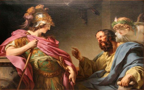 Top. Alcibiades being Taught by Socrates, 1776 by François-André Vincent.