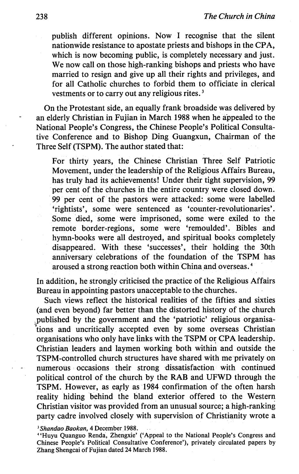 238 The Church in China publish different opmlons.