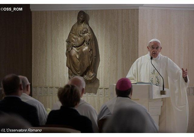 Homily of His Holiness Pope Francis, on October 11th, 2016 (Vatican Radio) Pope Francis said Jesus asks us to perform good deeds with humility and reject a "cosmetics" (maquillage) religion that is