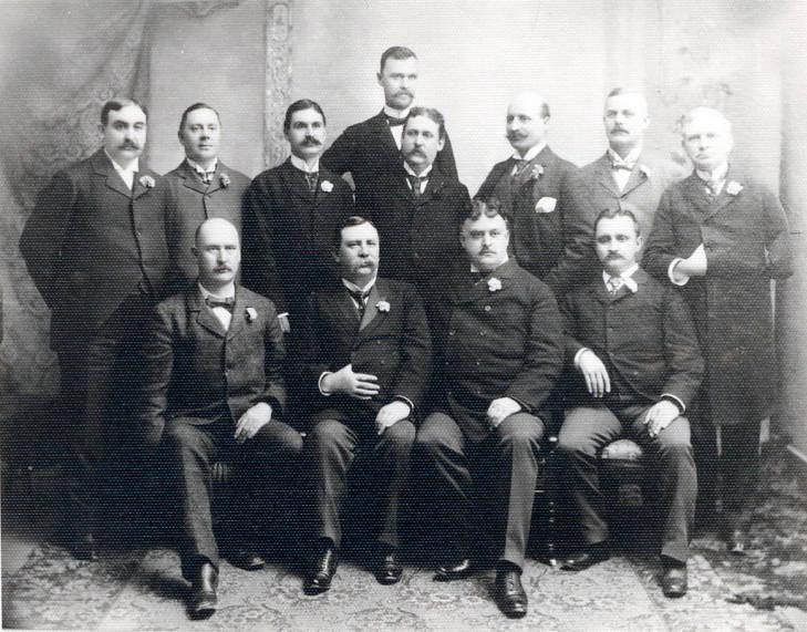In 1894 civic-minded group of Middletown men met under the guidance of Paul J. Sorg. This may be a group of men known as the Middletown Businessmen's Club. Standing left to right: William L.