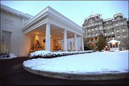 Book/Music Search: PRESIDENTIAL PRAYER REQUESTS FOR DECEMBER 24, 2003 This photo shows the entrance to the West Wing of the White House, decorated for Christmas and blanketed with snow.
