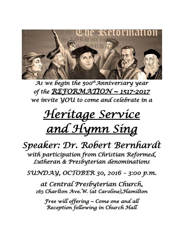 REFORMATION DAY 2016: THE 500TH ANNIVERSARY OF THE REFORMATION Please let Pastor
