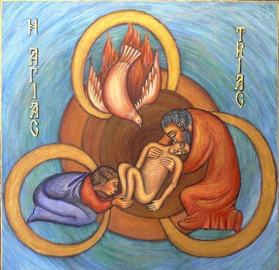 Vater, Sohn und Hl. Geist Einmal Anders Elena Filipescu hat eine Ikone gemalt, auf der die Heilige Dreifaltigkeit auf eine sehr ungewöhnliche Art und Weise abgebildet ist.
